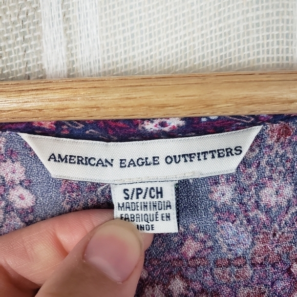 American Eagle Long Sleeved Boho‎ Romper Purple Size Small - Picture 9 of 10